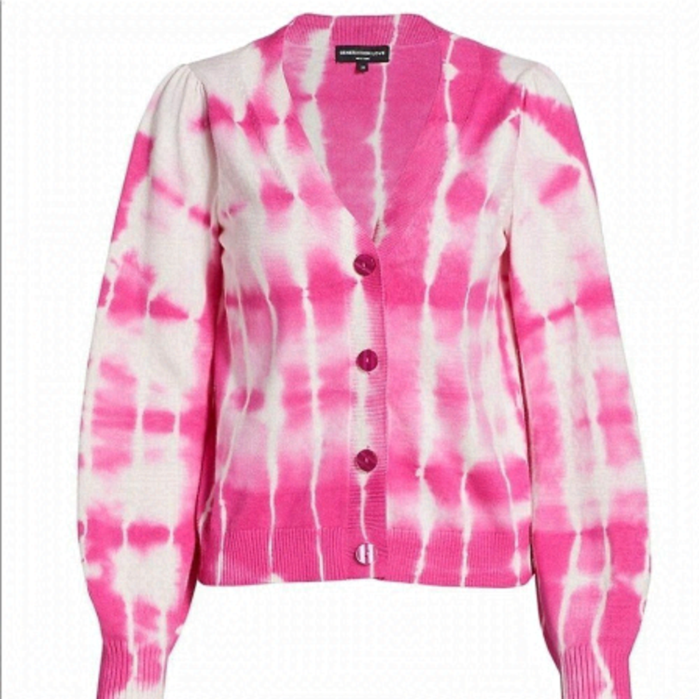 Coco Tie-dye Cardigan In Pink White Tie Dye